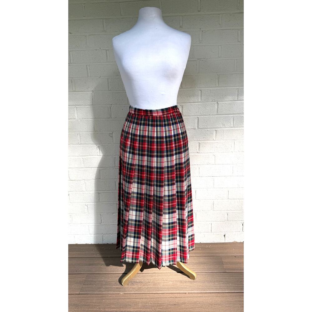 Vintage Pendleton Stewart Tartan Pleated Virgin Wool Midi Skirt USA 31 Waist - Picture 4 of 7